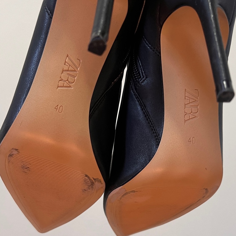 Zara Womens Stretch high heel ankle boots black stiletto size 40 / 9 NEW - Picture 4 of 6